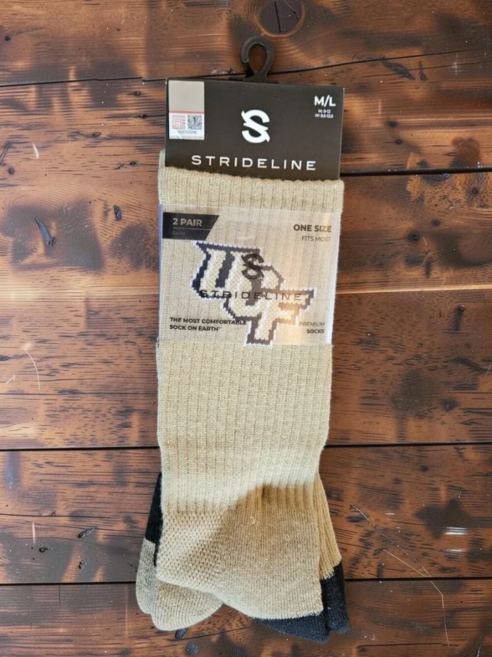 2/$24 💥🆕 STRIDELINE Athletic UCF Knights Black/Brown Socks 2 Pairs | 7682